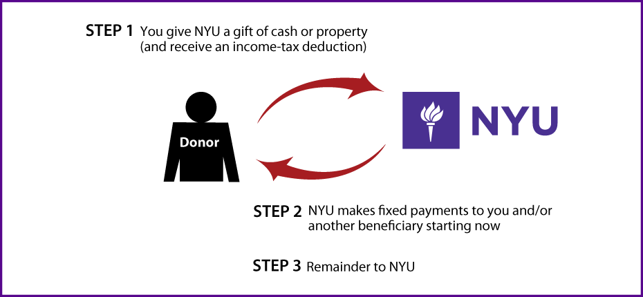Immediate-Payment Charitable Gift Annuity Diagram. Description of image is listed below.